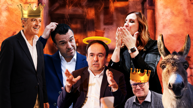 El Gabinete de Crisis de SM Juan Carlos I de Manuel: «Ha nacido Juanfran, el niño Dios; ¡el pare Camps, María José Catalá y Vicent Mompó le están peinando!» El Gabinete de Crisis de SM Juan Carlos I de Manuel: «Ha nacido Juanfran, el niño Dios; ¡el pare Camps, María José Catalá y Vicent Mompó le están peinando!»