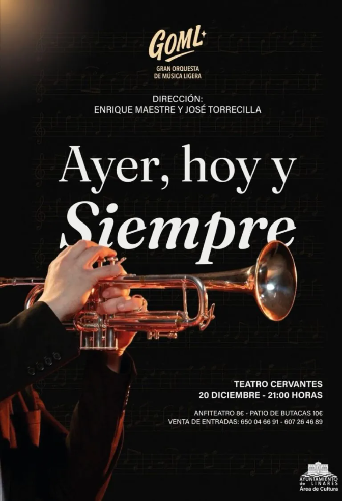 La Gran Orquesta de Música Ligera de Linares ofrecerá su concierto navideño "Ayer, hoy y siempre"l el 20 de diciembre