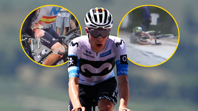 Imagen de Iván Romeo abatido tras su dura caída en el Tour de Francia: 