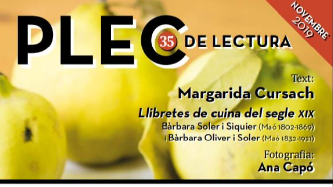 Imagen de Plec 35. Margarida Cursach i les llibretes de cuina del segle XIX