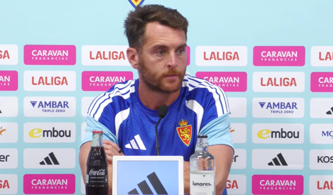 Ibai Gómez en la previa del partido contra el Nàstic